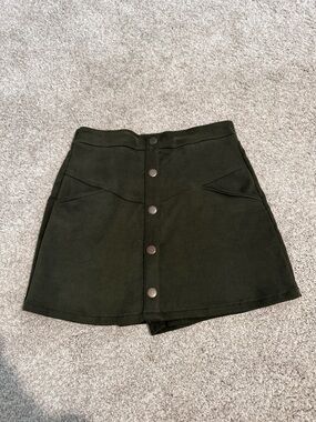 Zara Olive Green Button-Front Mini skirt